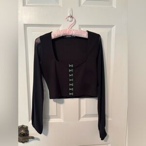 Black sheer sleeved blouse